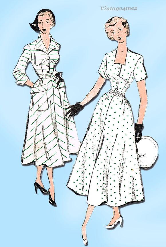 New York 658: 1950s Uncut Misses  Street Dress Sz 32 B Vintage Sewing Pattern