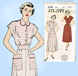 New York 659: 1940s Uncut Misses House Dress Sz 32 Bust Vintage Sewing Pattern