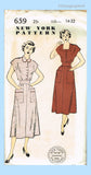 New York 659: 1940s Uncut Misses House Dress Sz 32 Bust Vintage Sewing Pattern