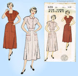 New York 659: 1940s Uncut Misses House Dress Sz 32 Bust Vintage Sewing Pattern