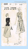 New York 668: 1950s Uncut Misses Skirt & Vest Sz 32 B Vintage Sewing Pattern