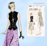 New York 668: 1950s Uncut Misses Skirt & Vest Sz 32 B Vintage Sewing Pattern