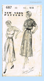 New York 687: 1950s Uncut Misses Sun Dress Sz 36 B Vintage Sewing Pattern