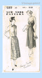 New York 689: 1950s Uncut Misses Cocktail Dress Sz 36 B Vintage Sewing Pattern