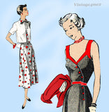 New York 689: 1950s Uncut Misses Cocktail Dress Sz 36 B Vintage Sewing Pattern