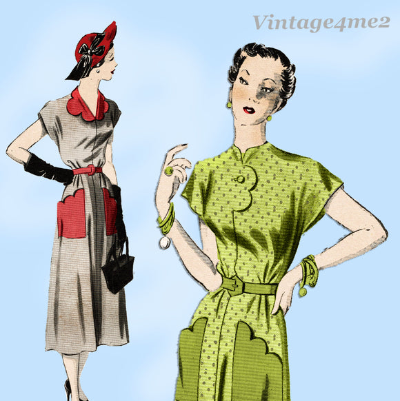 New York 709: 1950s Uncut Misses Street Dress Sz 38 B Vintage Sewing Pattern