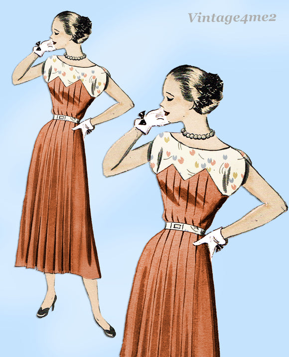 New York 734: 1950s Uncut Misses Designer Dress Sz 34 B Vintage Sewing Pattern