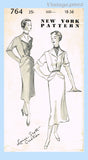 New York 764: 1950s Uncut Misses Designer Dress Sz 36 B Vintage Sewing Pattern