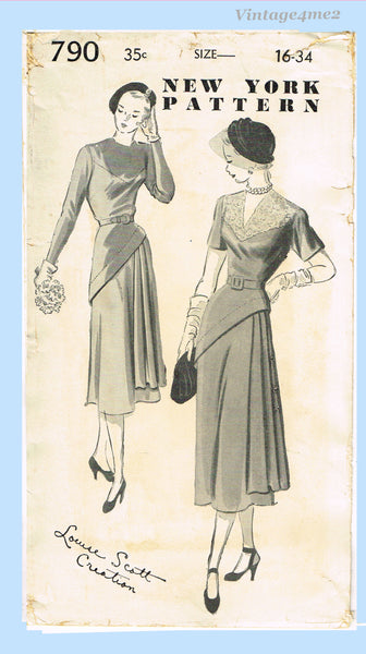 New York 790: 1950s Uncut Misses Afternoon Dress Vintage Sewing Pattern