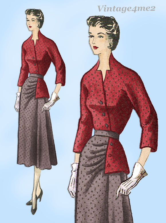 New York 825: 1950s Uncut Misses Designer Dress Sz 34 B Vintage Sewing Pattern