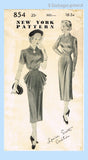 New York 854: 1950s Uncut Designer Cocktail Dress Sz 34 B Vintage Sewing Pattern