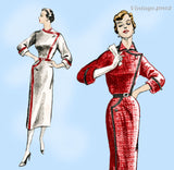 New York 101: 1950s Uncut Designer Misses Dress Sz 34 B Vintage Sewing Pattern