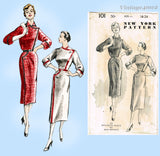 New York 101: 1950s Uncut Designer Misses Dress Sz 34 B Vintage Sewing Pattern