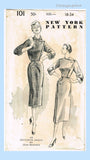 New York 101: 1950s Uncut Designer Misses Dress Sz 34 B Vintage Sewing Pattern