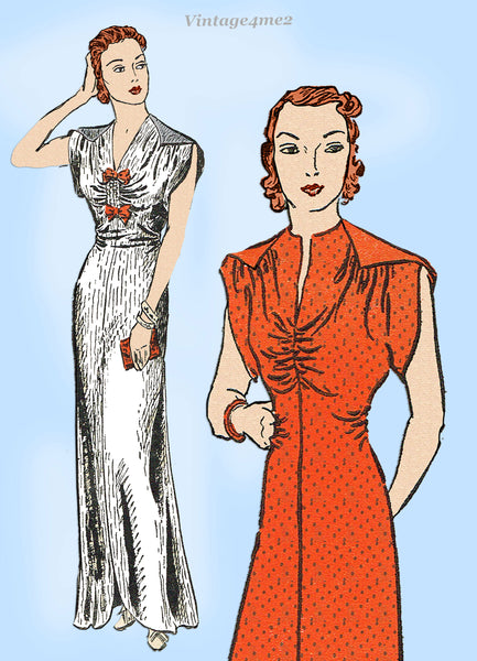 New York 1020: 1930s Stunning Uncut Dress or Gown 40 B Vintage Sewing Pattern