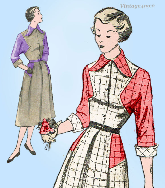 New York 788: 1940s Uncut Misses Louise Scott Dress Sz 35 B Vintage Sewing Pattern