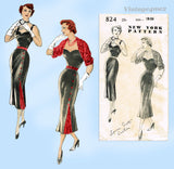 New York 824: 1950s Uncut Designer Cocktail Dress Sz 36 B Vintage Sewing Pattern