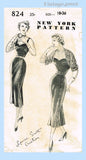 New York 824: 1950s Uncut Designer Cocktail Dress Sz 36 B Vintage Sewing Pattern