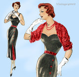 New York 824: 1950s Uncut Designer Cocktail Dress Sz 36 B Vintage Sewing Pattern