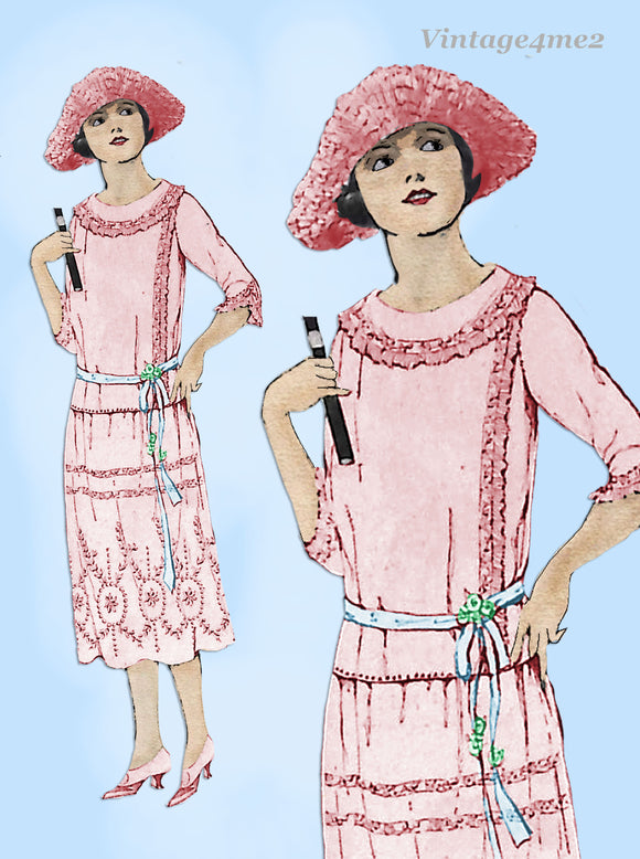 Pictorial Review 9430: 1920s Plus Size Women's Dress 44 B Vintage Sewing Pattern