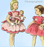 1950s Vintage Simplicity Sewing Pattern 1745 Baby Girls Dress with Matching Doll