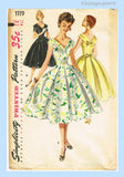 Simplicity 1119: 1950s Uncut Misses Sleeveless Party Dress 30 B Vintage Sewing Pattern