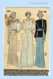 Simplicity 1189: 1930s Misses Lounging Pajamas & Jacket 36 B VTG Sewing Pattern