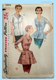 Simplicity 1344: 1950s Uncut Misses Tunic Blouse Sz 38 B Vintage Sewing Pattern