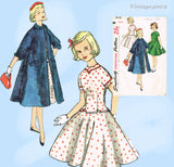 1950s Vintage Simplicity Sewing Pattern 1478 Little Girls Dress & Coat Sz 8