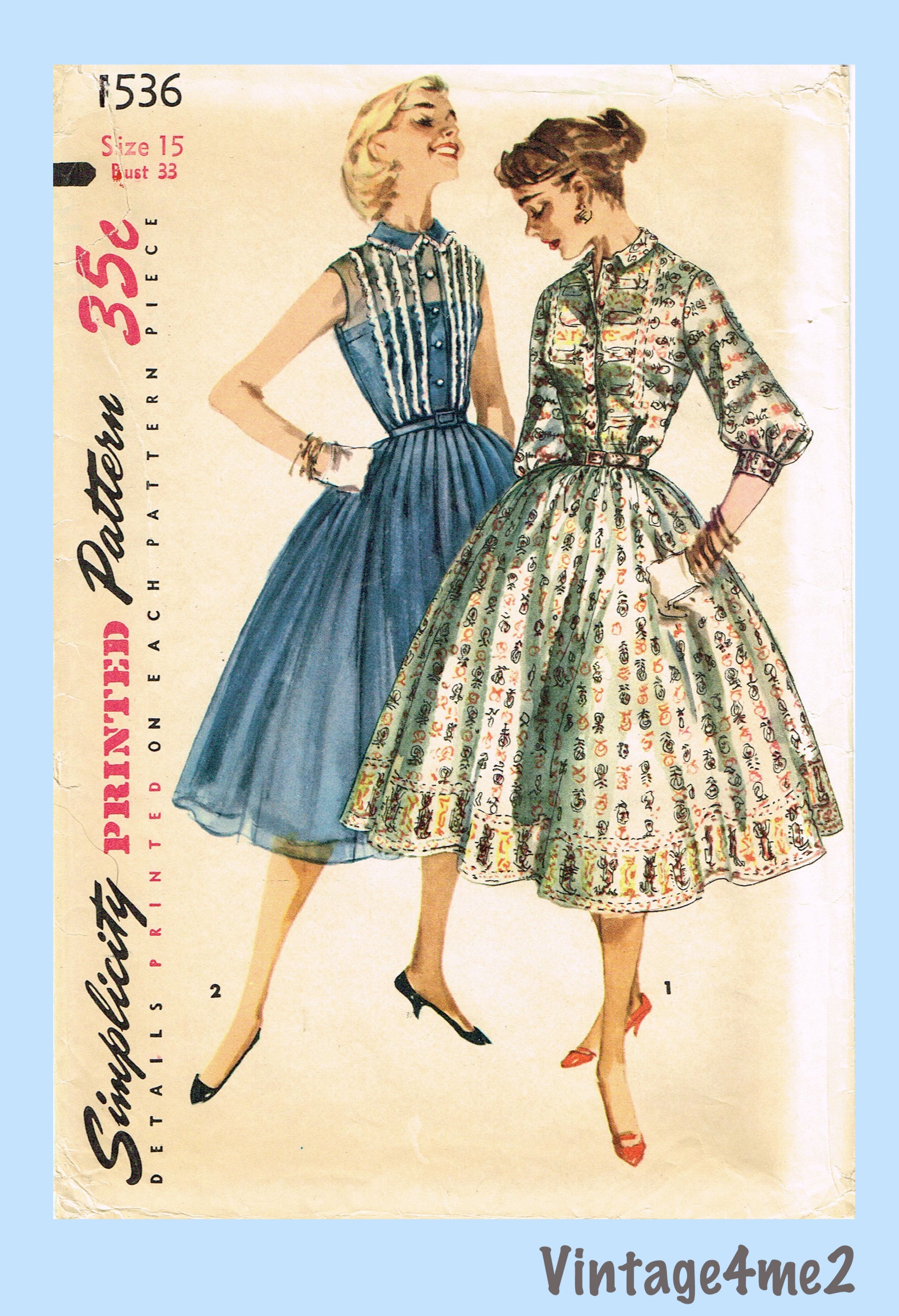 Vintage womens realm - 36 bust 1950s sewing pattern - playsuit fashion -two piece.