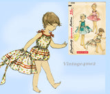 Simplicity 1598: 1950s Toddler Girls Beach Romper Size 2 Vintage Sewing Pattern