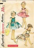 Simplicity 1598: 1950s Toddler Girls Beach Romper Size 2 Vintage Sewing Pattern