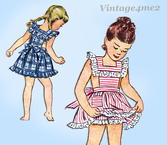 1940s Vintage Simplicity Pattern 1615 Sweet WWII Toddler Girls Pinafore Dress Sz 5