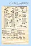 Simplicity 1748: 1930s Stunning Misses Street Dress Sz 34 B Vintage Sewing Pattern