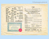 Simplicity 1748: 1930s Stunning Misses Street Dress Sz 34 B Vintage Sewing Pattern