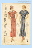 Simplicity 1748: 1930s Stunning Misses Street Dress Sz 34 B Vintage Sewing Pattern