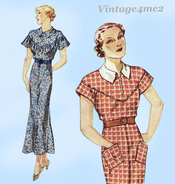 Simplicity 1748: 1930s Stunning Misses Street Dress Sz 34 B Vintage Sewing Pattern