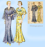 Simplicity 2091: 1930s Rare Misses Evening Gown Sz 38 Bust Vintage Sewing Pattern