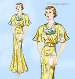 Simplicity 2091: 1930s Rare Misses Evening Gown Sz 38 Bust Vintage Sewing Pattern