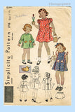 1930s Vintage Simplicity Pattern 2716 Darling Baby Girls Play Apron Sz 6 Months