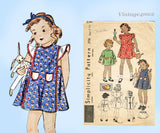 1930s Vintage Simplicity Pattern 2716 Darling Baby Girls Play Apron Sz 6 Months