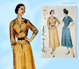 1940s Vintage Simplicity Sewing Pattern 3132 Stunning Misses Street Dress Sz 39 B