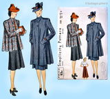 Simplicity 3181: 1930s Uncut Misses Swagger Suit Sz 38 B Vintage Sewing Pattern