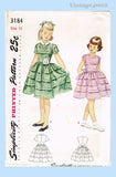 1950s Vintage Simplicity Sewing Pattern 3184 Sweet Little Girls Party Dress