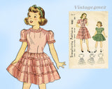 1940s Vintage Simplicity Sewing Pattern 4082 Sweet WWII Toddler Girls Dress Sz 6