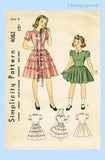 1940s Vintage Simplicity Sewing Pattern 4082 Sweet WWII Toddler Girls Dress Sz 6