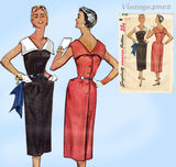 Simplicity 4701: 1950s Uncut Misses Slender Sun Dress 30 B Vintage Sewing Pattern