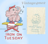 1940s Vintage Simplicity Embroidery Transfer 7138 Uncut DOW Elephant Tea Towels