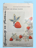 1940s Vintage Simplicity Embroidery Transfer 7116 Uncut Trailing Strawberries