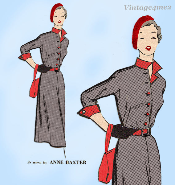 1950s Vintage Mail Order Sewing Pattern 15 "Star" Anne Baxter Misses Dress 32 B